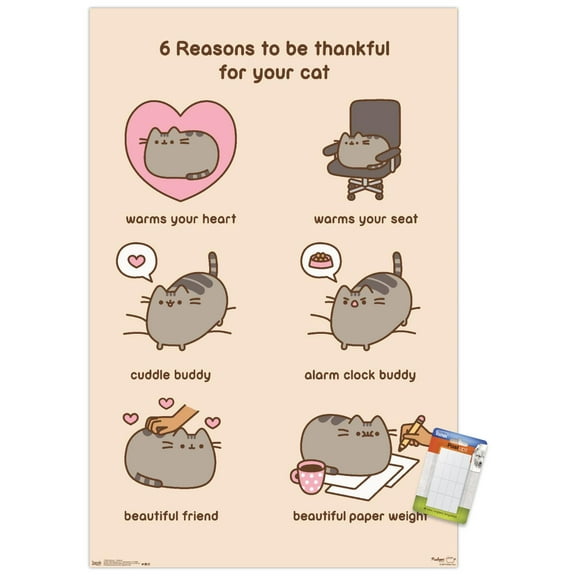 Pusheen - Thankful Wall Poster, 14.725" x 22.375"