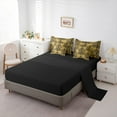 thumbnail image 5 of jejeloiu Vintage Damask Floral 7pcs Bedding Comforter Set,Gothic Skull Queen Bedding Sets,Yellow Black Queen Sheet Sets For Men Women,Breathable Bedroom Decorative Reversible, 5 of 8