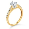 thumbnail image 3 of Gem Stone King 10K Two Tone Gold White Topaz and White Lab Grown Diamond Engagement Ring for Women (1.18 Cttw, Gemstone November Birthstone, Oval 7X5MM, Size 7), 3 of 4