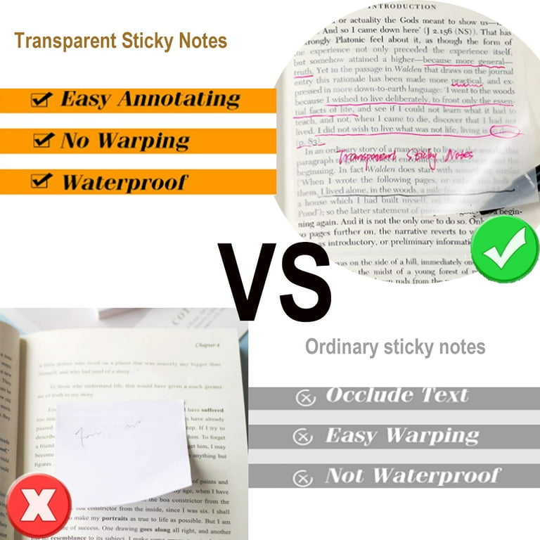 Transparent Sticky Note Pads Clear Translucent Waterproof Self