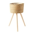 thumbnail image 5 of CATIEBYE Beige Woven Plant Basket Stand for Indoor Use, Decorative Storage Organizer for Home and Office, 5 of 8