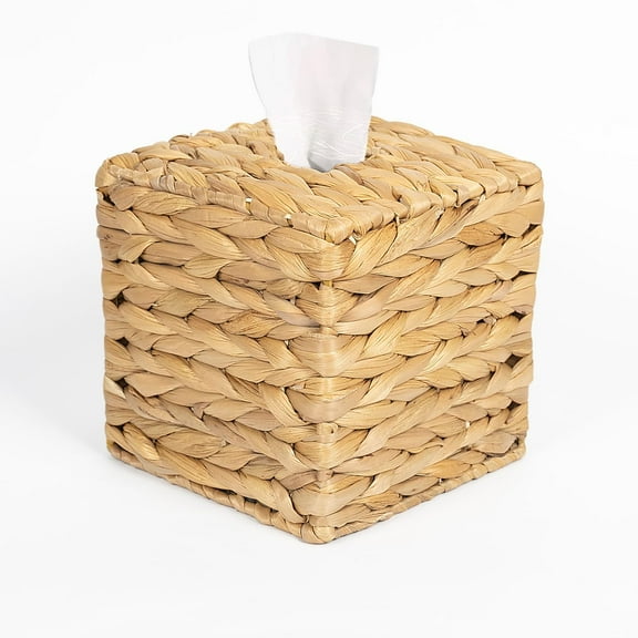 Tissue Box Holder Wicker Tissue Box Cover Square Kleenex Box Covers Boho Decorative Rattan Tissue Box Cover for Table and Bathroom
