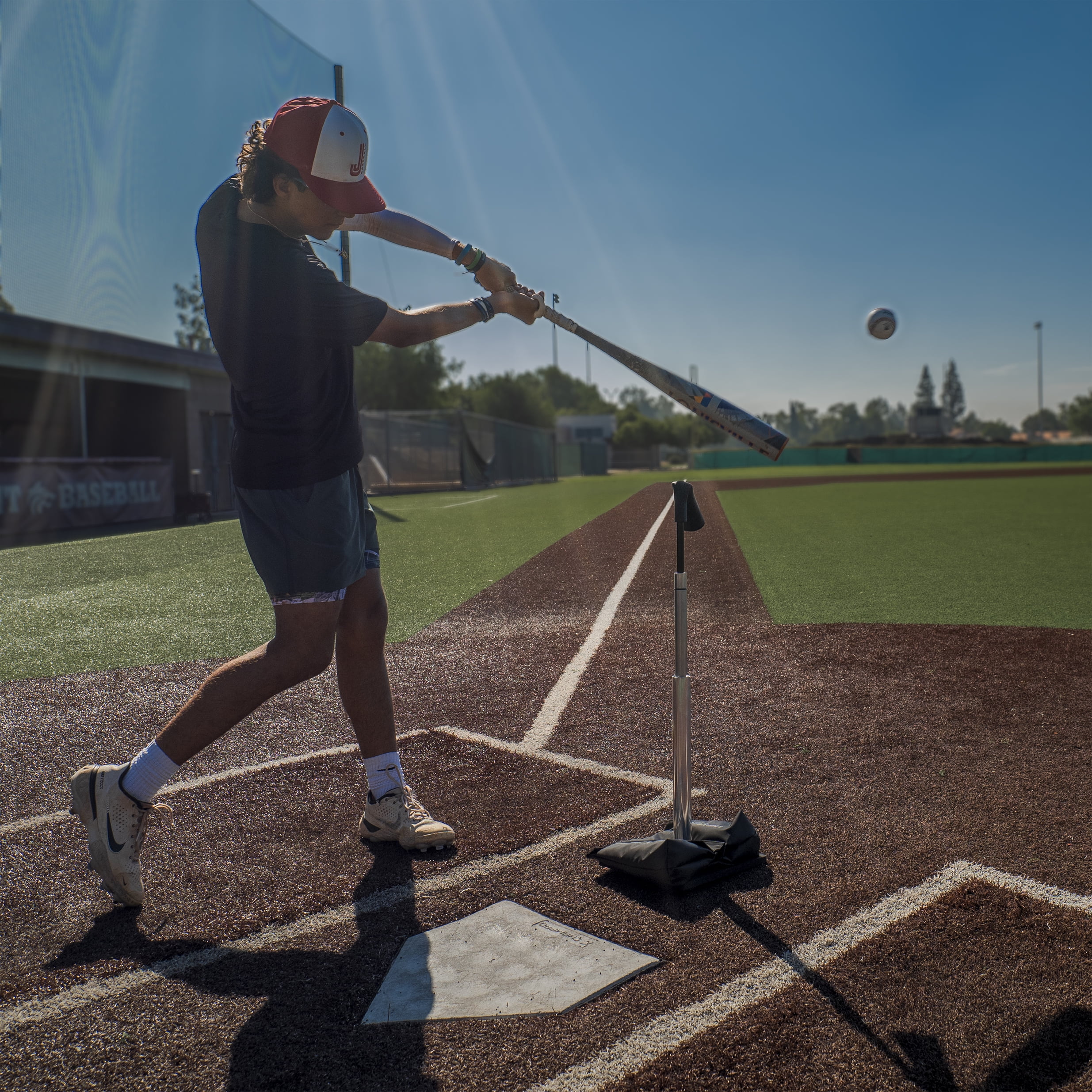 PowerNet Pro Softball Baseball Batting Tee, 25-45 Inch Adjustable Height Tee, Includes Sandbag Pro for Added Stability, Universal Baseball Tees for Hitting Drills