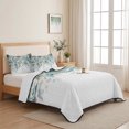 thumbnail image 5 of Quilts Twin XL Size, Teal Tulip Eucalyptus Soft Comforter Bedding Set for Bed, Spring Summer Botanical Floral Chic Lightweight Quilted Bedspread with Pillow Cover(2 Pieces) for All Season, 68x98 Inch, 5 of 9