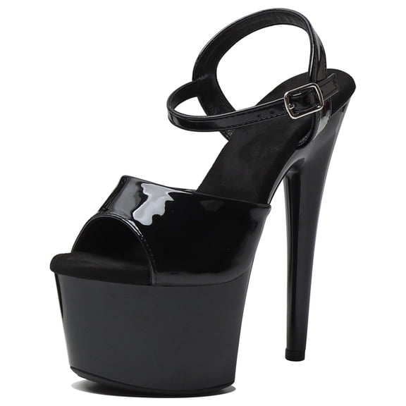 WUXIN H&P Women's 7-Inch Platform Heels, Stiletto Ankle-Strap Sexy Pole Dancing Exotic High Heel Shoes for Party & Club, Black 8