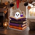 thumbnail image 3 of Qiulaii Reading Ghost Acrylic Suncatcher Cute Halloween Hanging Ornament Window Decor Spooky Holiday Keepsake Gift for Halloween Home Decor, (B), 3 of 6