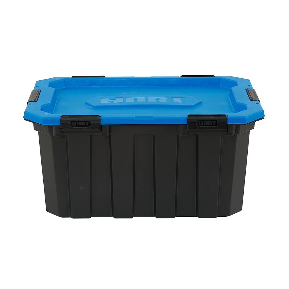HART 40 Gallon Latching Plastic Storage Bin Container, Black with Blue Lid,  Set of 3 - AliExpress