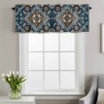 thumbnail image 2 of Bohemian Abstract Blue Floral Window Valance for Kitchen, Boho Tribal Ethnic Geometric Flower Rod Pocket Short Curtain for Small Windows, Light Filtering Decorative Valance, 54 x 18 Inch, 1 Panel, 2 of 9