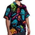 thumbnail image 2 of Alien Men's Casual Short Sleeve Printed Button Down Spread Collar Tops Summer Beach Shirts Unisex, 2 of 6