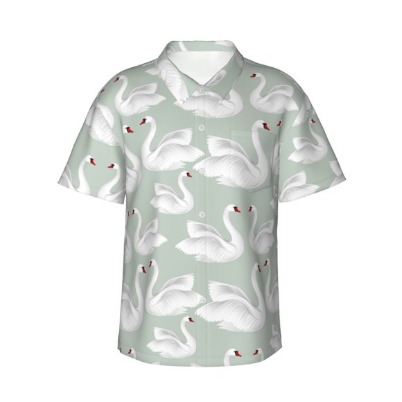 Saiise White Birds Print Hawaiian Shirt for Men,Personalized Funny Men's and Women's face Hawaiian Shirts for Men Short Sleeve,XX-Large