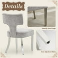 thumbnail image 5 of Mid Century Dining Chairs Set of 6, Farmhouse Linen Fabric Upholstered Accent Chair Curved Backrest with Copper Nails Around,Kitchen Chairs with Hardwood Frame, 5 of 9