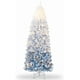 thumbnail image 2 of Historyli Árbol de Navidad de 7,5 pies con luces artificiales de nieve flocadas, base plegable, color blanco y azul, para fiestas en casa y oficina, 2 of 8