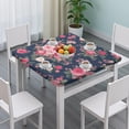thumbnail image 3 of Pioneer Flower Floral Print Pattern Square Fitted Tablecloth with Elastic Edge,Square Table Cover,Washable Elastic Table Cover for Home Kitchen Party Decor 34"x34", 3 of 6