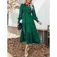 thumbnail image 5 of Cupshe Women's Ruched Maxi Dress High Neck Long Sleeves Smocked Tiered, 5 of 7