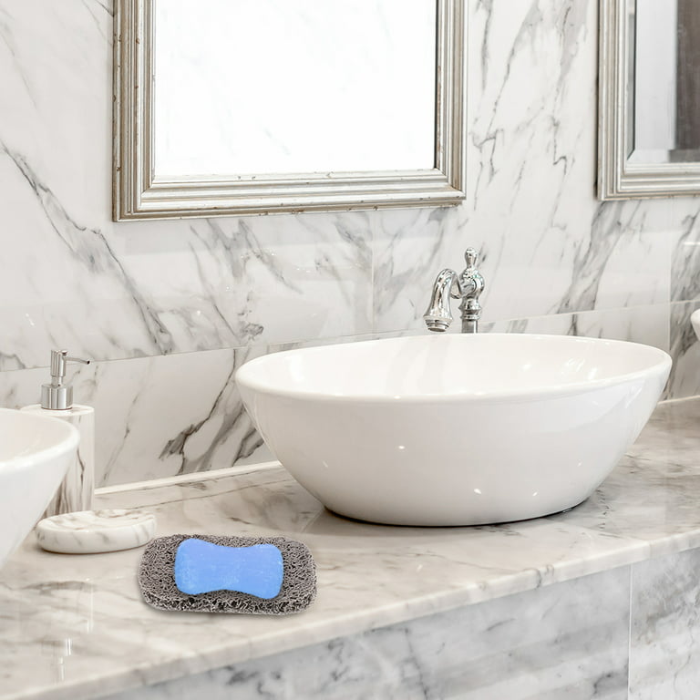 Healvian Shower Steamer Holder Decorative Tray Ceramic Soap Dish Bar Marble  Pattern Round Soap Bar Holder Self Draining Soap Saver for Bathroom