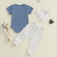 thumbnail image 5 of CAUYDY Preemie Baby Boys Clothing Newborn Shower Gift for Boy Clothes Romper + Pants + Warm Hat 3PCS Spring Summer Fall Winter Layette Set All Seasons (Sizes 6-9 Months,Blue), 5 of 9