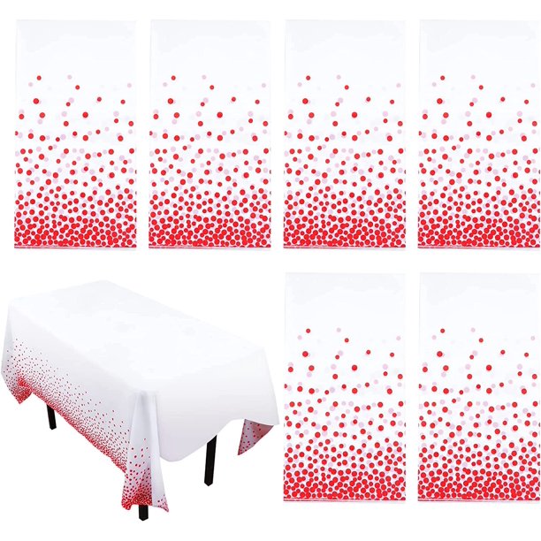 6 Pack Rose Gold Dot Tablecloths Table Covers 54x108in Disposable