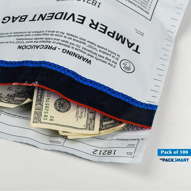 USPACKSMART Deposit Bags with Security Tape 9 x12 Opaque Plastic Tamper Evident Bags Ideal for Bank Deposits and Cash Handling 100 Pack 809 00 Walmart Business Supplies