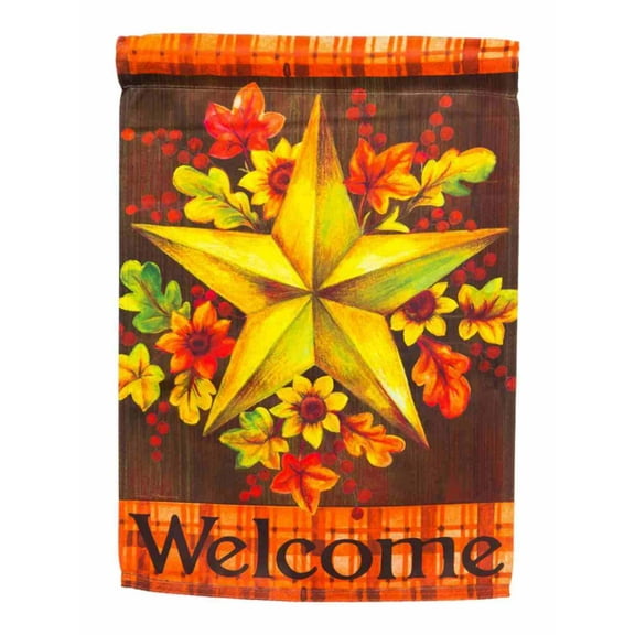 Evergreen Welcome Star Fall Fabric Decorative Garden Flag 18 By 12 Inch