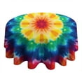 thumbnail image 4 of Rainbow Tie Dye Mandala Pattern Round Tablecloth 60"x60",Wrinkle Wipeable Table Cloth for Kitchen Dining Room Picnic Patio Party, 4 of 6