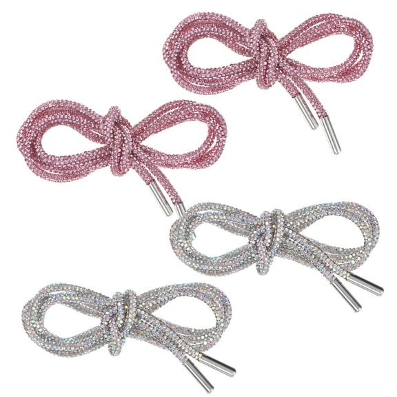 Uxcell 2-Pair Rhinestone Shoelaces 47" Crystal Cords for Sneakers Multicolor, pink