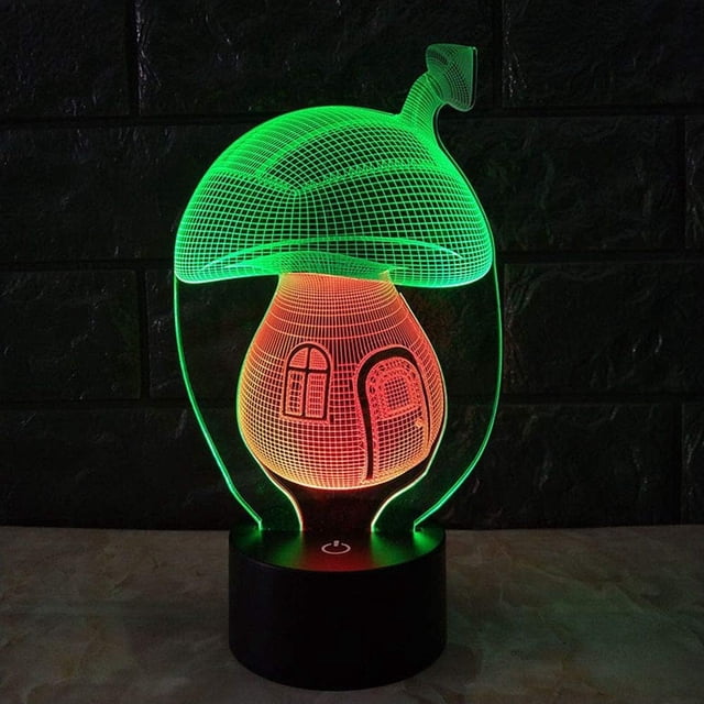 HSHDLDF RDLK Veilleuse Maison Champignon 3D pour Enfants, Lampe de Chevet 7 Couleurs Rechargeable par USB avec Télécommande et Fonction Tactile, comme Cadeau de Fête Ou d'Anniversaire pour Garçons Ou Filles