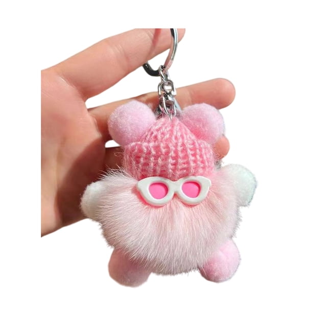 Llavero de peluche de conejo de peluche con forma de muñeca de dibujos animados, accesorio decorativo para bolso o coche, regalo de apoyo emocional.