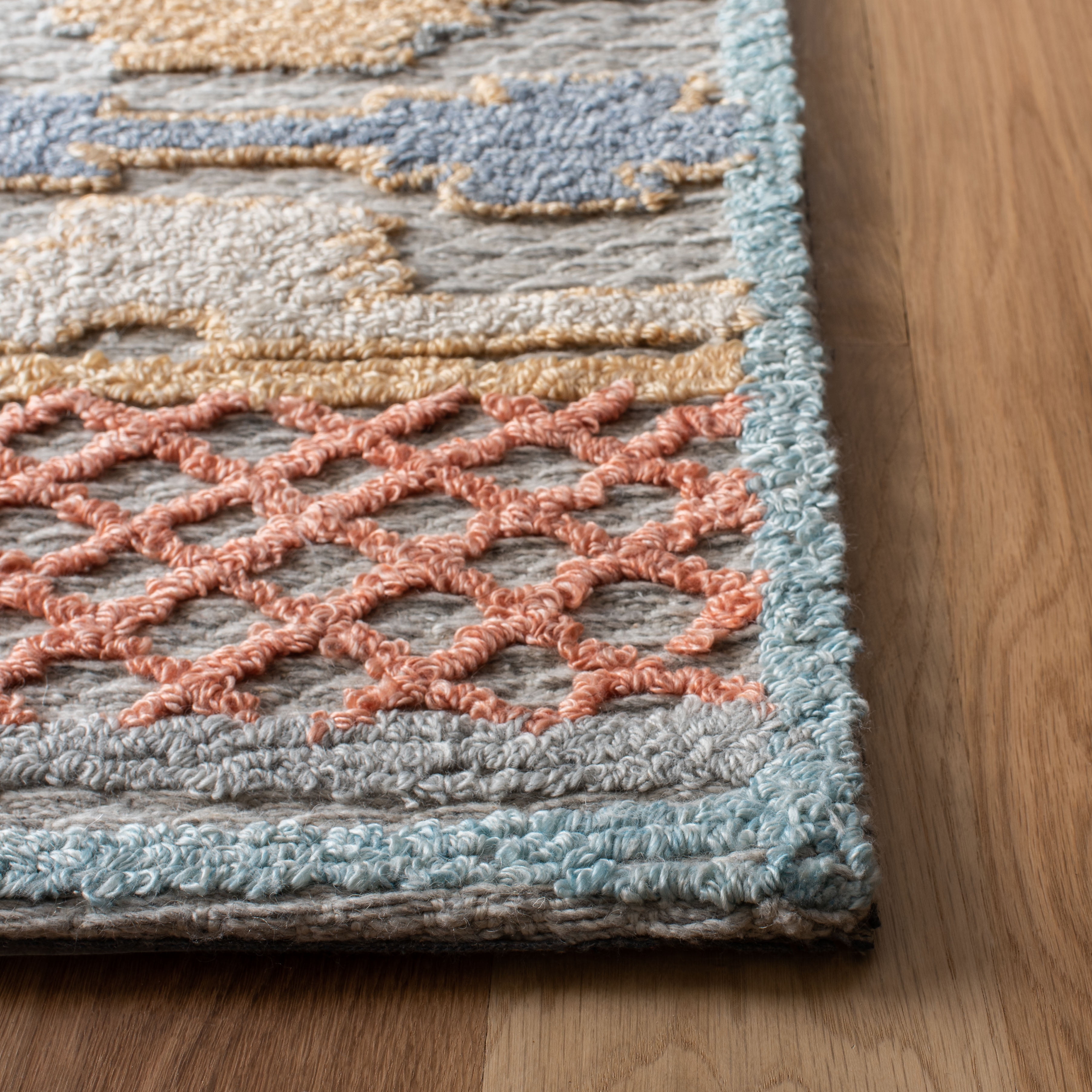 SAFAVIEH Trace Constantine Abstract Striped Area Rug, Blue/Rust, 4' x 6'