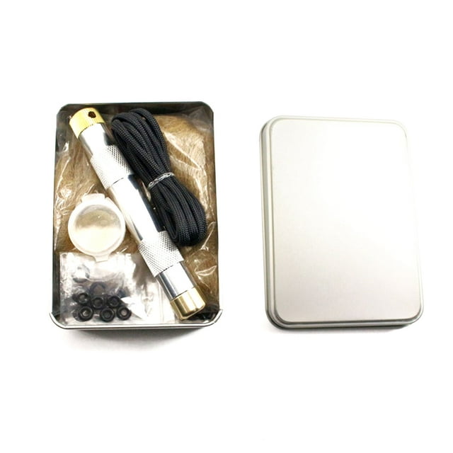 Greeniant Kit de pistón de fuego de latón, tubo para hacer llamas, tubo de compresión de aire, viaje de emergencia, pesca, barbacoa, Kits de desorden para acampar Plata