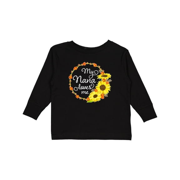 Inktastic My Nana Loves Me with Sunflower Wreath Boys or Girls Long Sleeve Toddler T-Shirt