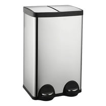 60 Liter (2x30L) 16 Gallon Dual Trash Can, Recycle Bins for Kitchen with 2 Compartments, Trash and Recycle Bin Combo, Soft Close Lid, Stainless Steel Trash Can