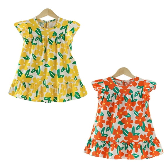 Toddler Baby Girl Dresses summerrrr Dress Ruffle Sleeve, Beach summerrrr Tunic Dress 3-7 Years