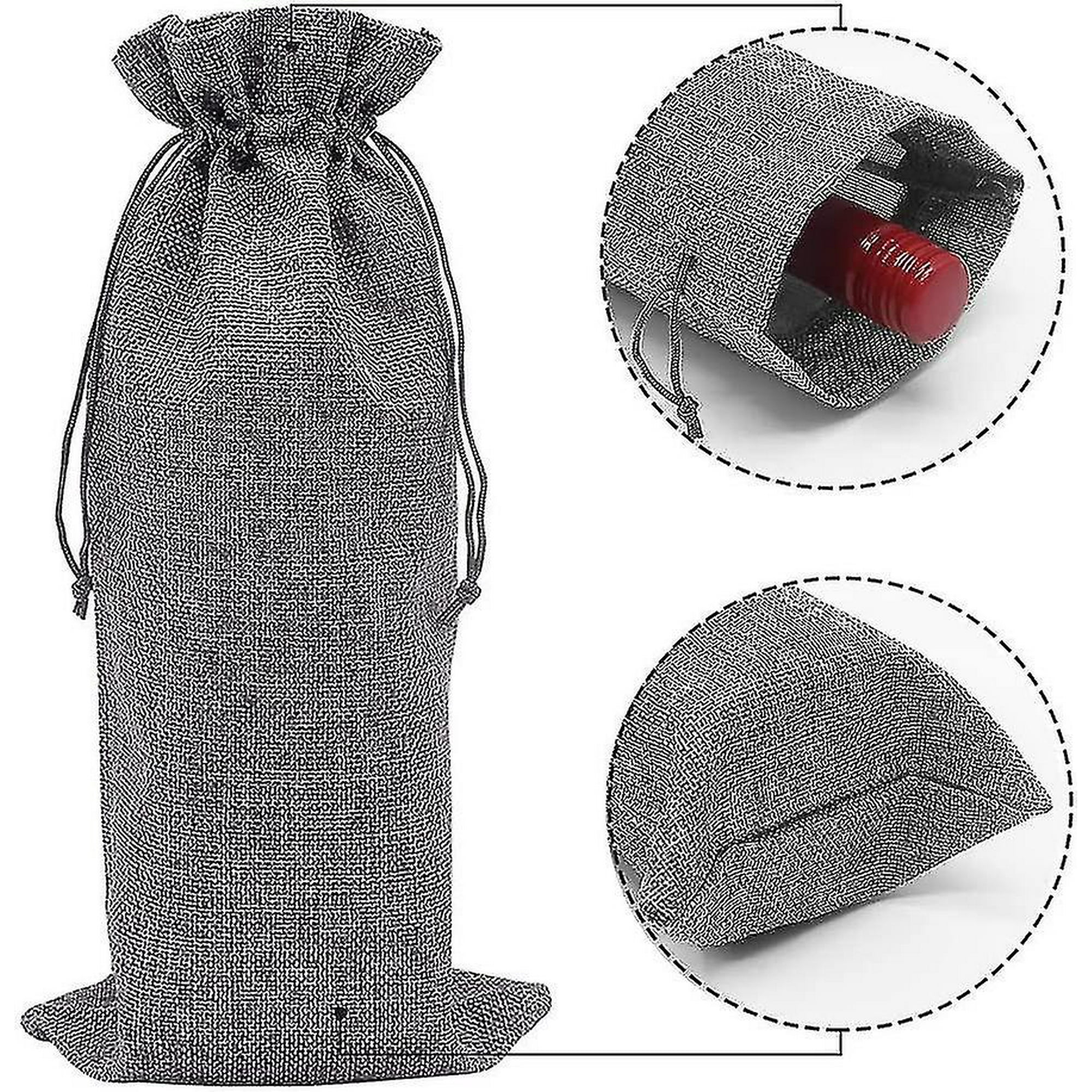 Jute Wine Bag Hessian Wine Bottle Gift Bag With Drawstring Grey 12 Pack Walmart