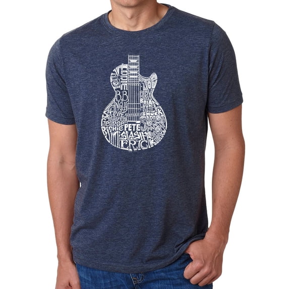 LA Pop Art Men's Premium Blend Word Art T-shirt - Rock Guitar Head