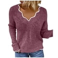 thumbnail image 2 of YUNAFFT Women's Fashion Sweater Clearance, Women's Fashion Casual Long Sleeve Stripe V-neck Knitted Sweater Tops, 2 of 9