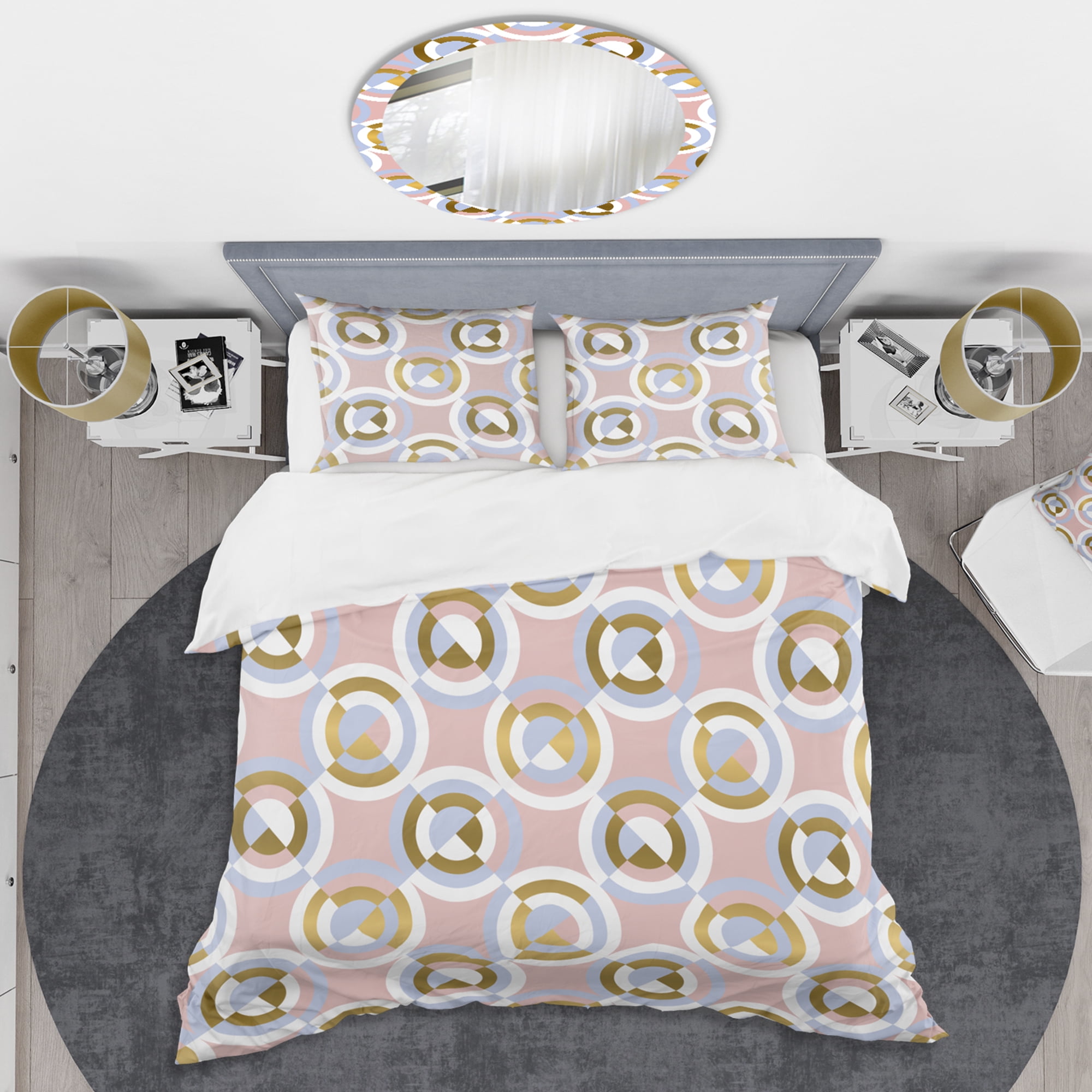 Designart 'Circular geometric shapes pattern' Mid-Century Modern Duvet Cover Set