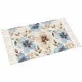 thumbnail image 2 of Blue Brown Spring Floral Bath Rug 2x3ft Woven Bathroom Entryway Runner Rug,Summer Botanical Watercolor Washable Living Room Hallway Bedroom Kitchen Carpet with Tassels,Indoor Outdoor Throw Doormat, 2 of 5
