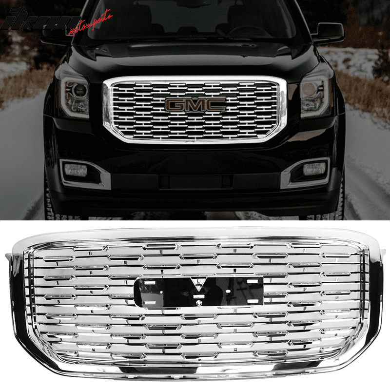 images 05 Gmc Yukon Grill ikon motorsports compatible with 15 19 gmc yukon denali style front upper grille replacement gloss black abs 2015 2016 2017 2018 2019 walmart com