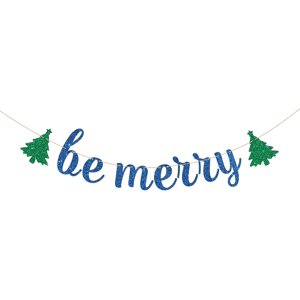 Glitter Be Merry Banner Merry Christmas Banner Christmas Party Bunting Decorations