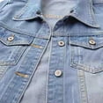 thumbnail image 7 of felwors Denim Jacket for Women Button Down 3/4 Short Sleeve Cropped Jean Jackets with Pockets Casual Lightweight Shackets 2025 Light Blue, XXL, 7 of 7