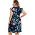thumbnail image 5 of MURMUREY Women Plus Size Summer Casual T Shirt Dress Short Sleeve V Neck Loose Swing Midi Dress with Pockets, 5 of 7