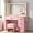 Pink, variant on Vanity Set with Mirror and Lights, Makeup Vanity Set with 11 LED Lights, Dressing Table with 4 Drawers and Stool, Ample Storage, Power Strip, for Dressing Area