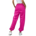 thumbnail image 5 of ManxiVoo Womens High Waisted Wide Leg Joggers with Pockets Comfortable Workout Trousers XXL Size Hot Pink, 5 of 8