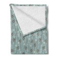 thumbnail image 2 of Vintage Soft Flannel Fleece Throw Blanket, Floral Rustic Composition with Blossoming Branches Wildflowers Garden, Cozy Plush for Indoor and Outdoor Use, 60" x 80", Pale Blue Cream Umber, by Ambesonne, 2 of 5