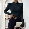 thumbnail image 4 of Long Sleeve Shirts for Women Fitted Shirts Draped Tops Classy Outfits Layering Tops Fall Tops Formal Tops Beach Vacation Y2k Basic Shirts Fall Outfits Date Night Outfit, 4 of 4