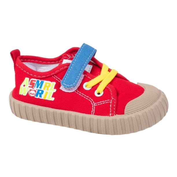Tenis De Lona Infantil Color Rojo Combinado