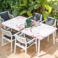 thumbnail image 2 of Pink Tulip Floral Table Cloths for 6 Foot Rectangle Tables, Spring Flowers Romantic Modern Art Patio Waterproof Elastic Fitted Tablecloths, Washable Rectangular Table Cover for Camping, 2 of 8