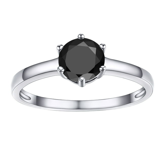 Anillo De Plata esterlina PROSTEEL Compromiso Boda circonita cúbica negra tamaño 8