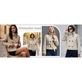 thumbnail image 6 of Womens Cropped Trench Coat Double Breasted Fall Belt Short Jacket High Collar Lightweight Outerwear, 6 of 7