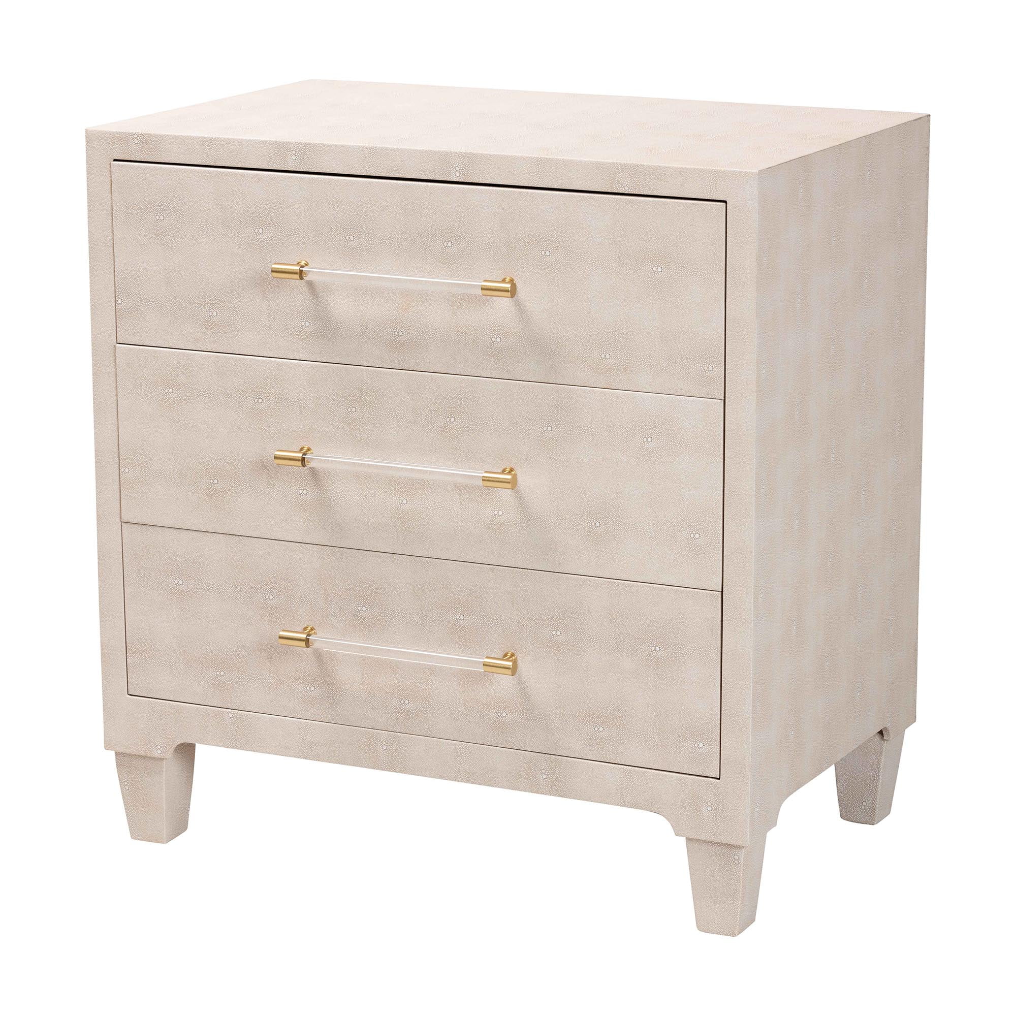 Baxton Studio Nira Modern Storage Cabinet, 3-Drawer, Brass